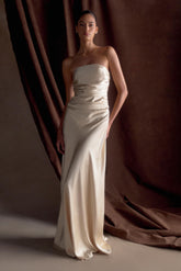 Cedar Strapless Satin Maxi Dress - Champagne